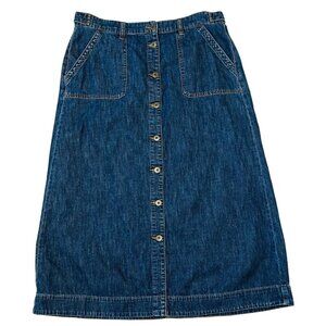 RALPH LAUREN Skirt Vintage Midi Denim Y2K Size 16 Button